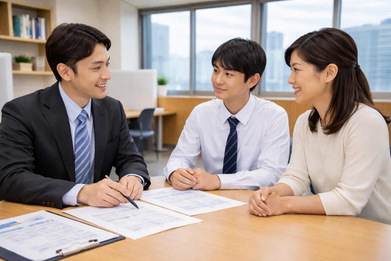 先生と保護者の面談の様子